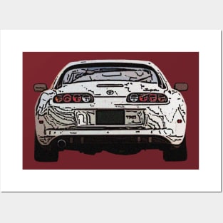 Creamy Dream: Toyota Supra White Posterize Front Design for Teen Car Enthusiasts Posters and Art